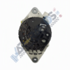 Front view of an automotive alternator mounted on a metal bracket with a black vented housing