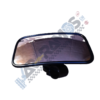 Rearview car mirror with black frame and suction mount attached beneath it