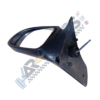 Blue car side mirror assembly with mounting plate and adjustment stem, likely a replacement part for a vehicle's passenger or driver side window.
