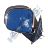 2 - Autorepuestos Ramos Blue-tinted square car side-view mirror with mounting base and bolts, detached from the vehicle edge.