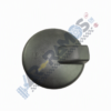 Round black plastic knob with a rectangular grip protruding from its edge