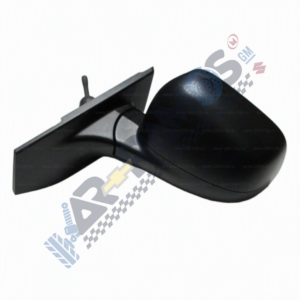 Black plastic exterior side-view mirror housing with mounting stalk for a car
