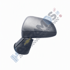 Exterior right-side car side mirror viewed from the outside of the vehicle