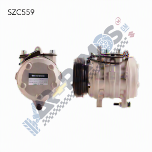 Two automotive turbochargers shown side by side on a white background; left unit with a rounded compressor housing, right unit with a belt-driven turbine assembly.
