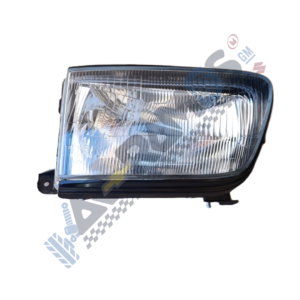 Designer Front headlight assembly with clear lens and reflective interior, shown on white background