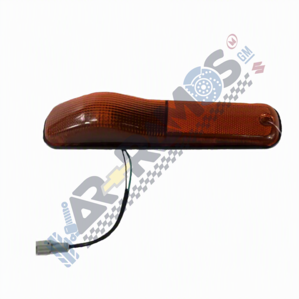 Amber automotive side marker light with wiring harness and plug
