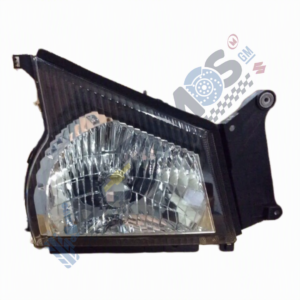 Designer Car headlight assembly with a clear lens, multi-faceted reflector, and dark housing