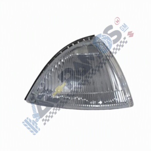 Clear triangular automotive turn signal/side marker light for a car front corner