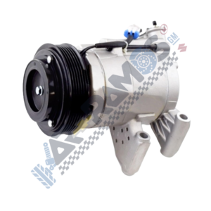 Designer - Autorepuestos Ramos Automotive air conditioning compressor with belt pulley and mounting brackets.