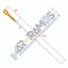 Long metal tool with a yellow handle laid diagonally, overlaid with red measurement marks (93, 5, 513) on a white background.
